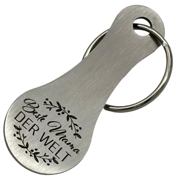 Einkaufswagenlöser Beste Familie Mama Papa Oma Schlüsselanhänger Einkaufschip mit Lasergravur Abziehbarer Einkaufswagenchip Metall (Mama)