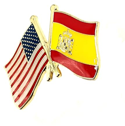 SNS Components España USA España Estados Unidos de América UE Europa América Amistad Metal Country Flags Pin Badge, Metal