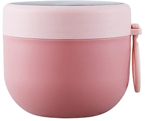 Lonchera térmica, tarro de acero inoxidable de 600 ml, lonchera portátil con cuchara, taza de sopa aislada resistente a fugas con doble capa, contenedores de alimentos para niños y adultos, para la