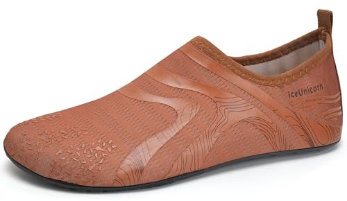 IceUnicorn Badeschuhe Damen Strandschuhe Herren Barfuss Socken Schwimmschuhe Aquaschuhe Wasser leich(342Braun,42/43EU)