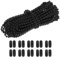 sourcing map 10 Meter Rollo-Perlenkette, Kordel-Set, POM-Jalousien, Zugperlenkette, Zubehör mit 10 Verbindungsstücken, Kugelkette, Schnurhalter-Set, Schwarz