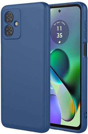 ILING Hülle für Motorola Moto G14, Einfache Einfarbige Rückseite Weiches Liquid Silikon TPU Bumper Stoßfest Schutzhülle Ultradünne Matt Elegant Damen Handyhülle (Blau)