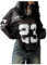 GORGLITTER Women's Jersey T Shirts Graphic V Neck Long Sleeve Oversized T Shirt Sheer Vintage Streetwear Top, Black, S