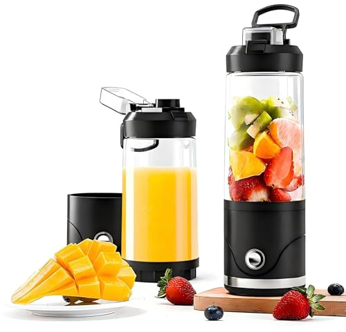 Smoothie Maker To Go mit USB-C, Tragbarer Mixer Mini-Standmixer 650ml für Smoothies & Protein Shakes, Portable Blender mit 6 Edelstahlklingen, Ice Crush, Auslaufsicherer Deckel & Trinkschnabel