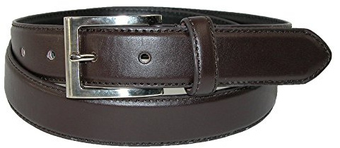 CTM Men's Leather 28.5 mm Basic Dress Belt with Silver Buckle, 34, Brown