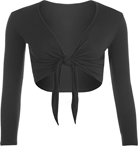 WearAll - Cardigan à Manches Longues avec Un Noeud - Hauts - Femmes - Noir - 36-38