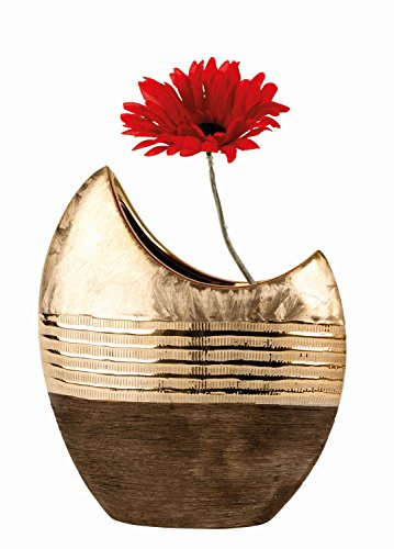 Unbekannt Moderne Deko Vase Blumenvase aus Keramik Gold/braun Höhe 23 cm