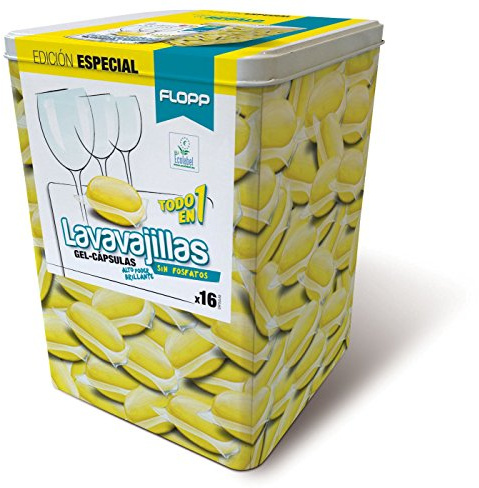 Flopp - Lavavajillas Ecológico, Lata 16 Unidades | Cápsulas Lavavajillas Eco Brillo Perfecto Envase Biodegradable