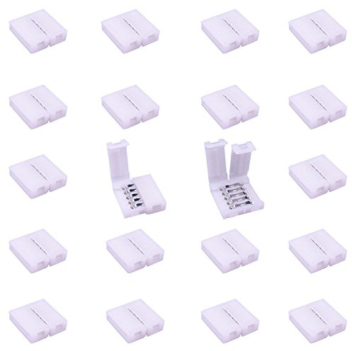LitaElek 20pcs LED Streifen Verbinder 5 polig 10mm Breit SMD 5050 RGBW LED Strip Connector LED Stripe Anschluss RGBW LED Band Schnellverbinder Stecker 5-Pin LED Leiste Steckverbinder Adapter