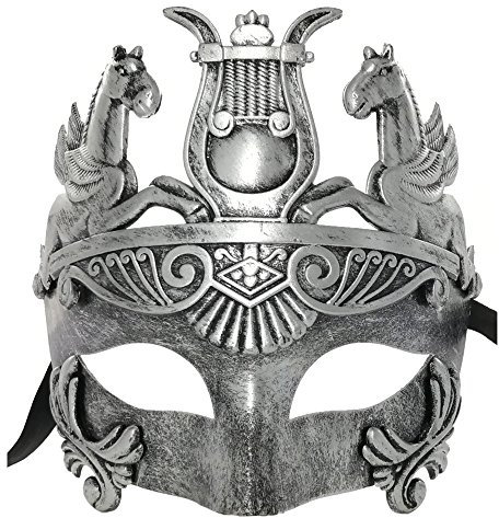 Ubauta Silberne antike griechische Spartaner Krieger römische Gladiator Maske, für Maskerade Kostüm Party/Karneval/Phantom der Oper/Ball