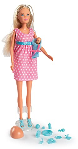 Simba - Steffi Love Enceinte - Poupée Mannequin 29cm - Bébé 5cm - Ventre Amovible - 10 Accessoires Inclus - 105733315, TU