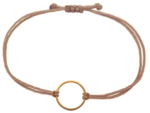 Selfmade Jewelry Armband Damen Roségold Kreis Größenverstellbares Makramee Bändchen Handgemacht Inkl. Geschenk-Verpackung (Rosegold - Braun)
