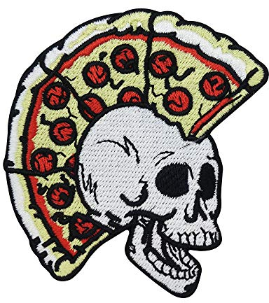 Finally Home Totenkopf mit Pizza Haaren Bügelbild Patch zum Aufbügeln | Patches, Aufbügelmotive