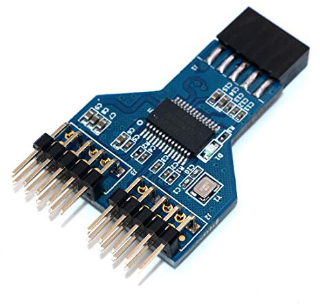 JMT 9 Pin USB Cabezal Hembra 1 a 2 Placa Macho 9-Pin USB HUB USB 2,0 9 Pin Conector Adaptador para refrigeración líquida NZXT para Divisor RGB