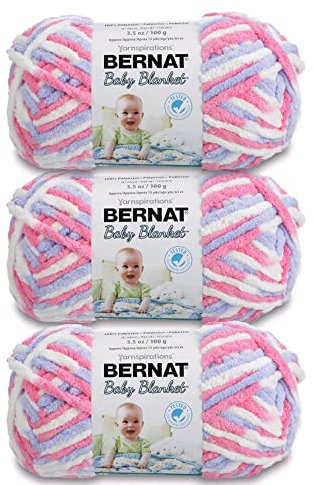 Bernat Babydecke, Rosa/Blau, Ombré-Garn, 3 Stück, 100 g, Polyester, 6 super sperrig, 72 Meter – Stricken, Häkeln, Basteln und Amigurumi, grobes Chenille-Garn