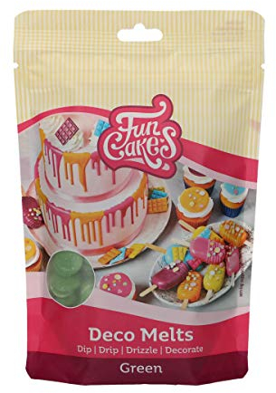 FunCakes Deco Melts Verde - Inzuppate Sgocciolate, Spruzzate e Decorate! Sciogliere nel Microonde e Versare in Ogni Stampo. Preparare Dolci, Decorare Torte, Biscotti e Cupcake! 250 g