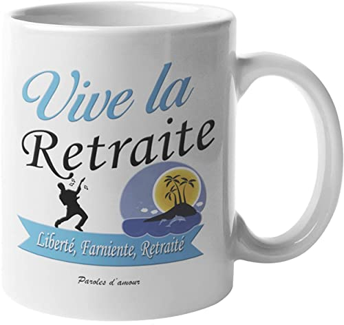 Paroles d'amour Cadeau Retrait Homme Depart Collegue de travail Tasse cadeau pour un collegue vive la retraite Tasse retraite homme Ideal Pot depart d'entreprise