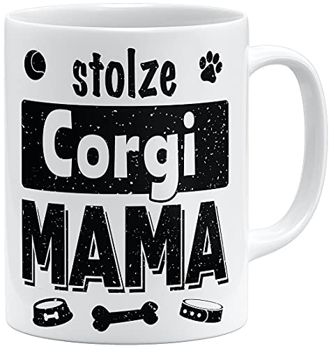 OM3® Stolze Welsh Corgi Mama Tasse | Keramik Becher | 11oz 325ml | Beidseitig Bedruckt | Weiss