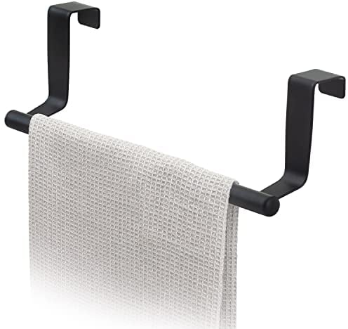 Tatkraft Horizon Black Türhandtuchhalter Küche, Geschirrtuchhalter, Gebürsteter Edelstahl