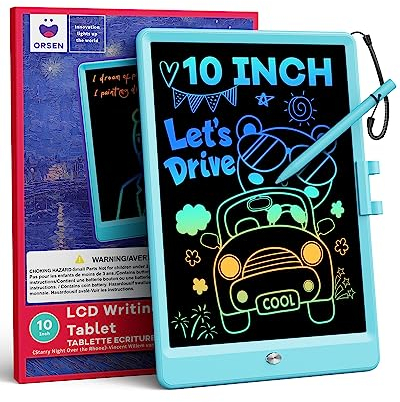 ORSEN 10 Zoll LCD Schreibtafel Zeichenbrett, Umweltfreundlich Bunten Maltafel Zaubertafel, Lernspielzeug Spielzeug ab 3-8 Jahre alt Junge Mädchen, Weihnachten Geburtstagsgeschenk für Kinder (Blau)