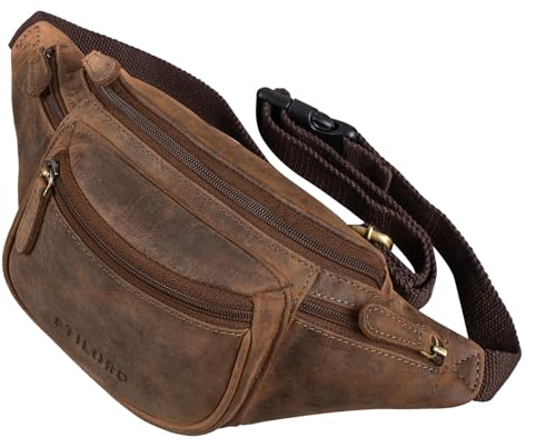 STILORD 'Eliah' Vintage Gürteltasche aus Leder - Perfekt für Reisen, Festivals und Outdoor - Unisex Bauchtasche für Handy und Kamera, Farbe:Calais - braun