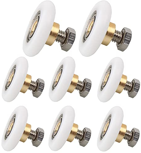 Tucireat Rodamientos Mampara Ducha 20mm 8 Piezas Ruedas para Puerta de Ducha Ruedas para Puertas Correderas Rodillo de Puerta Corredera Rodillos para Puertas de Ducha Ruedas para Mampara de Ducha