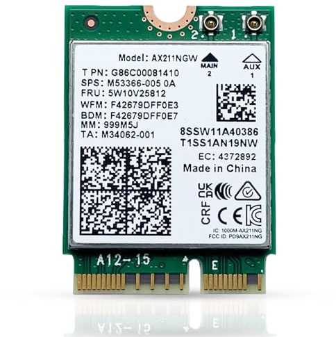 HighZer0 Electronics AX211 WiFi 6E Card | Tri-Band Wi-Fi | Up to 2.4 Gbps | CNVio2 M.2 WiFi Card for PC | Supports Bluetooth 5.3 | Requires Intel 11th+ Gen CPU Windows 10/11, Linux | AX211NGW (AX211)