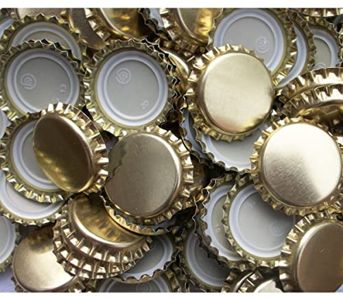 AlcoFermBrew Kronkorken Gold 100 Stück – 26mm Flaschenverschlüsse für Bierflaschen, Homebrew Kronenkorken, Metallkappen für Getränke