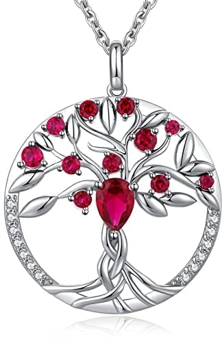 jiamiaoi Sparkly Tree of Life Necklaces for Women Cubic Zirconia Tree of Life Pendant with Birthstone, Come with Gift Box, Great Gift for Women/Mother/Wife