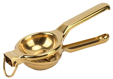 Qcwwy Zitruspresse, Edelstahl Ergonomischer Ultra Langer Griff Manuelle Zitruspresse Zitrone Limette Bar Tool With Lifting Ring(Gold)