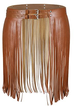 WERFORU Damen Fransen Rock Gürtel Mode Kunstleder Quaste Rock Frauen Punk Rock Taillengürtel