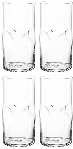 LEONARDO HOME Vesuvio Trinkglas Set 4-teilig - Becher aus hochwertigem Glas in organischer Form - Inhalt 330 ml - Handgemacht - Spülmaschinengeeignet - 4 transparente Wassergläser, 077382