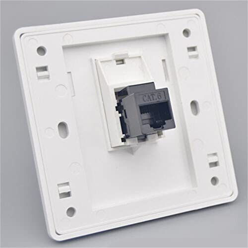 MayHei Femelle À Femelle CAT6 Gigabit Prise Murale Réseau Double Passage RJ45 LAN Façade Internet Prise Droite 86x86mm Blanc (LAN x 1)