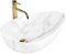 Rea Aufsatzwaschbecken GRETA 65 BIANCO SHINY Waschtisch Handwaschbecken Waschschale Waschbecken für Badezimmer aus hochwertiger Keramik 655 x 390 x 135 mm (Weiß, Marmorimitat)