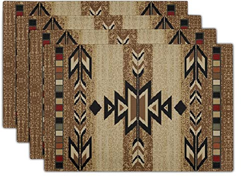 Giwawa Southwestern Platzsets Rustikale Tribal Geometrische Dekorative Tischmatte Antik Indianer Hitzebeständige Anti-Rutsch-Platzsets 30,5 x 45,7 cm 4 Stück für Esszimmer Küche Party Urlaub Dekor