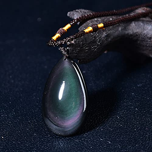 Naturstein-Anhänger, schwarzer Obsidian, Regenbogen-Auge, Perlen, Schmuckstein, Anhänger, Halsketten, Transfer, Glücksliebe, Schmuck, Geschenke, Anhänger