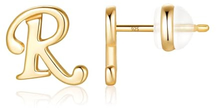 TINGN Ohrstecker Ohrringe Silber 925 Mädchen Damen, Anfangsbuchstaben R Medizinische Ohrstecker Gold Schmuck Frauen Mädchen Geburtstag Muttertag Weihnachten Personalisierte Jugendweihe Geschenke