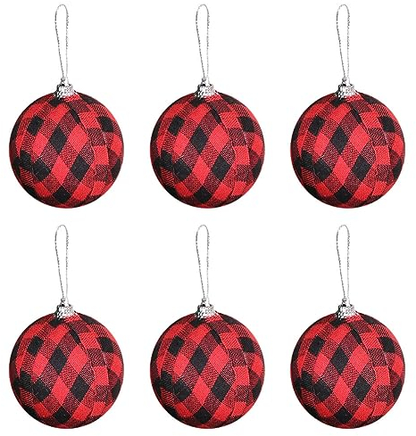 Aublinto Mini-Weihnachtskugel-Ornamente,Weihnachtsschmuck Zum Aufhängen,7CM Karierte Weihnachtskugel-Ornamente,Kugeln zum Aufhängen, Dekoration für Feiertage, Party-Dekoration