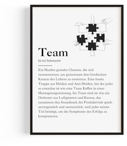 PULSE of HOME Büro Deko – Büro Gadgets & Schreibtisch Deko Poster Team Definition Puzzle A4 (21 x 29,7) – Büro Zubehör & kleine Aufmerksamkeit für Kollegen oder Team Geschenk - Ohne Rahmen