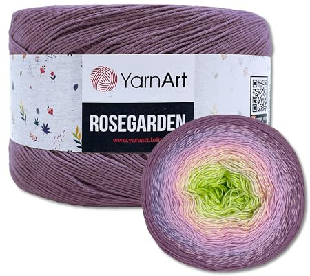 Frida's Wollhaus YarnArt 250 g = 1000 m Rosegarden Bobbel Farbverlaufsgarn Wolle 26 Farben (312 | Lila-Rosa-Hellgrün)