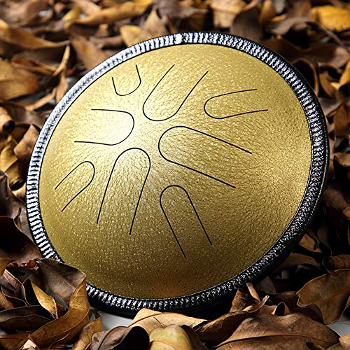 Zungentrommel aus Stahl, 25,4 cm, 8 Töne, Handpan-Trommel, Panzertrommel mit Trommelstöcken, Tragetasche, Percussion-Trommel-Set für Erwachsene, Yoga-Übungen, Meditation (Marineblau, 25,4 cm, 8