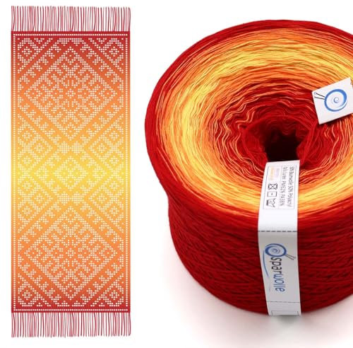 SparWolle Ombré Darova Yarn Fillet Scarf Crochet Set 4-Ply 1,500 m Including Instructions (DA0001)