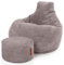 Green Bean® Sitzsack mit Hocker aus Cord - Sitzsäcke für das Wohnzimmer, Schlafzimmer, Sitzsack-Sessel für Erwachsene Hellgrau