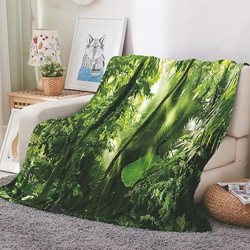 EHOMERY Personalisierte Kuscheldecke Tragbare Decke Vater Für Meine Tochter Decke Kuscheldecke Decke Couch Überwurf Wald Landschaft Frühlingsdecke Grün 240x180cm