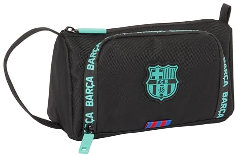 FC Barcelona 3. Team: Federmäppchen mit ausklappbarer Tasche, gefüllt, für Kinder, ideal für Kinder im Schulalter, vielseitig, Qualität und Widerstandsfähigkeit, 20 x 8,5 x 11 cm, Schwarz, Schwarz,
