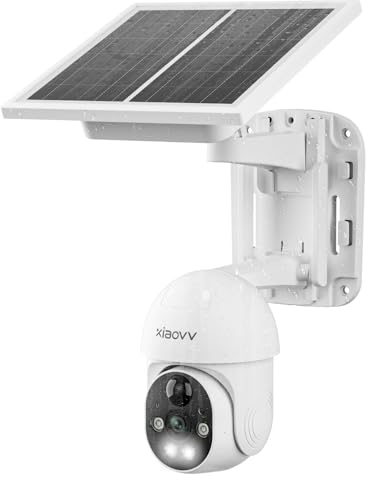 XIAOVV HD überwachungskamera aussen,überwachungskamera aussen solar Kabellose einfache Installation,2.4G WLAN überwachungskamera aussen akku 10000ma,Zwei Jahren Batterielaufzeit