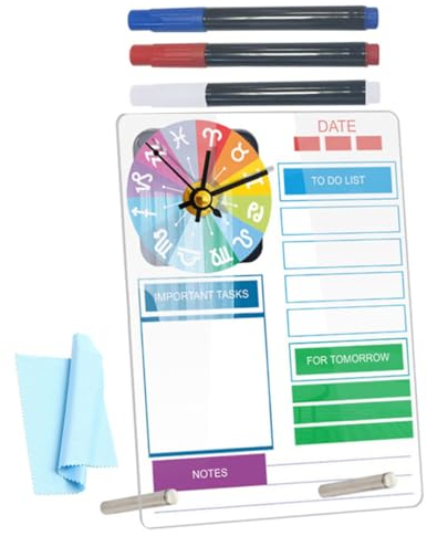 Holibanna 1satz Acryl-planungsboard Mit Uhr Abwischbares Memo-whiteboard Für Effiziente Tagesplanung Für Büro Und Zuhause Robust Und Modern Ohne Batterie
