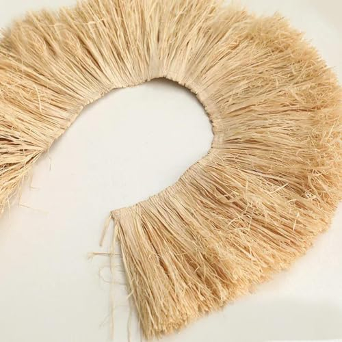 OPica Adorno de borlas de Paja de Rafia Natural, Yute, Lafite, Muebles de Hierba, Adorno de Flecos, Guirnalda de Boda, decoración de Fondo de Pared para el hogar