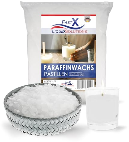 FASTX LIQUIDSOLUTIONS Paraffinwachs Pastillen für Kerzen – 10 kg, Ideal für DIY & Kunsthandwerk, Kerzengießen, Kerzenwachs, Wachsgranulat Pastillen (10kg)