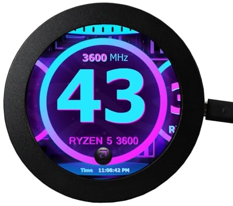 VSDISPLAY 9cm 2.8 inch 480X480 IPS 450nit LCD Circle Monitor,mini Video Port,Micro USB Power,for DIY CPU GPU Temperature PC Case Display